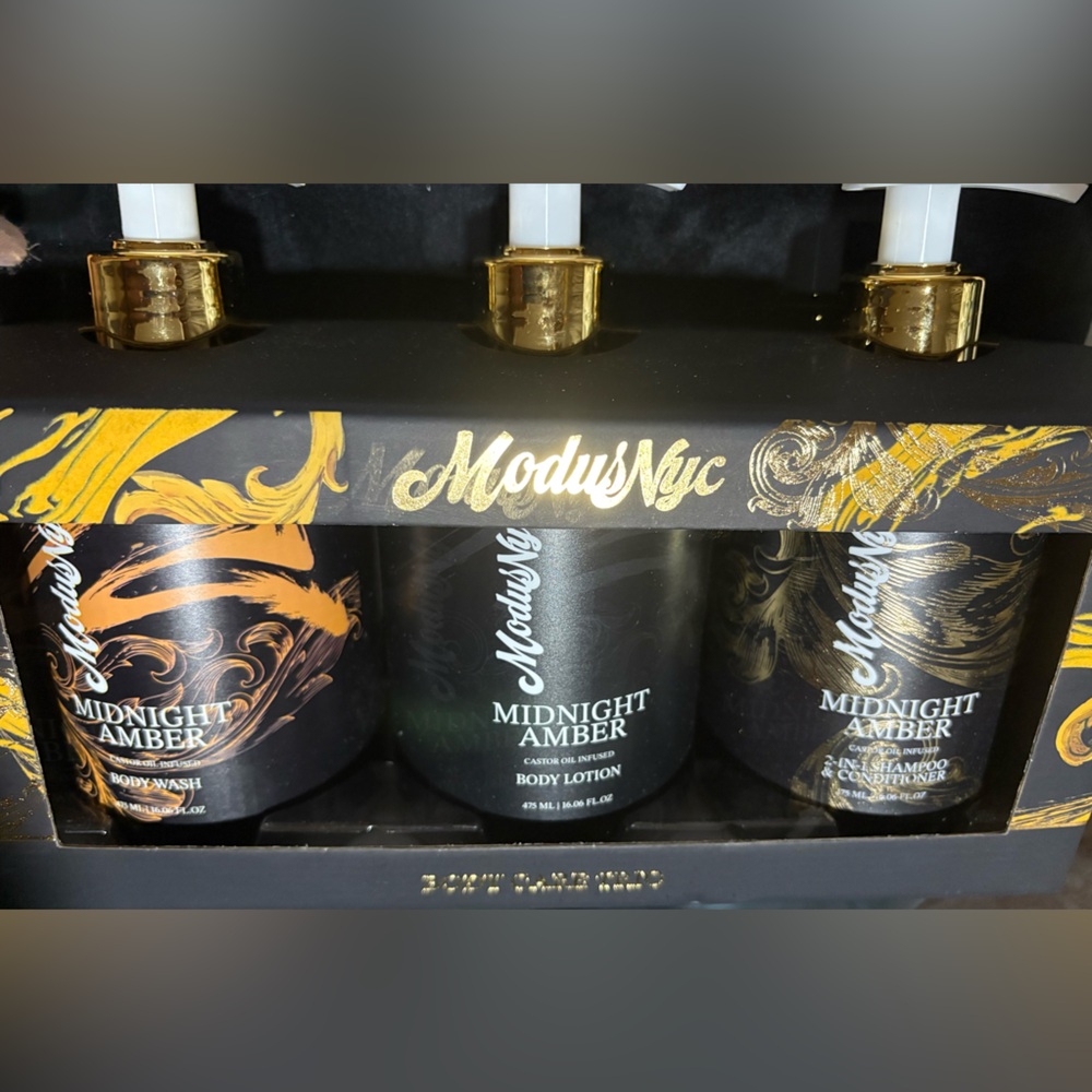 Modus Nyc Midnight Amber Shampoo and Conditioner, Body Wash and Body Lotion
